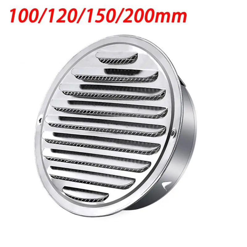 100/120/150/200mm Round Stainless Steel Air Vent Grille Insect Protection Home Exterior Wall Ducting Ventilation Tool