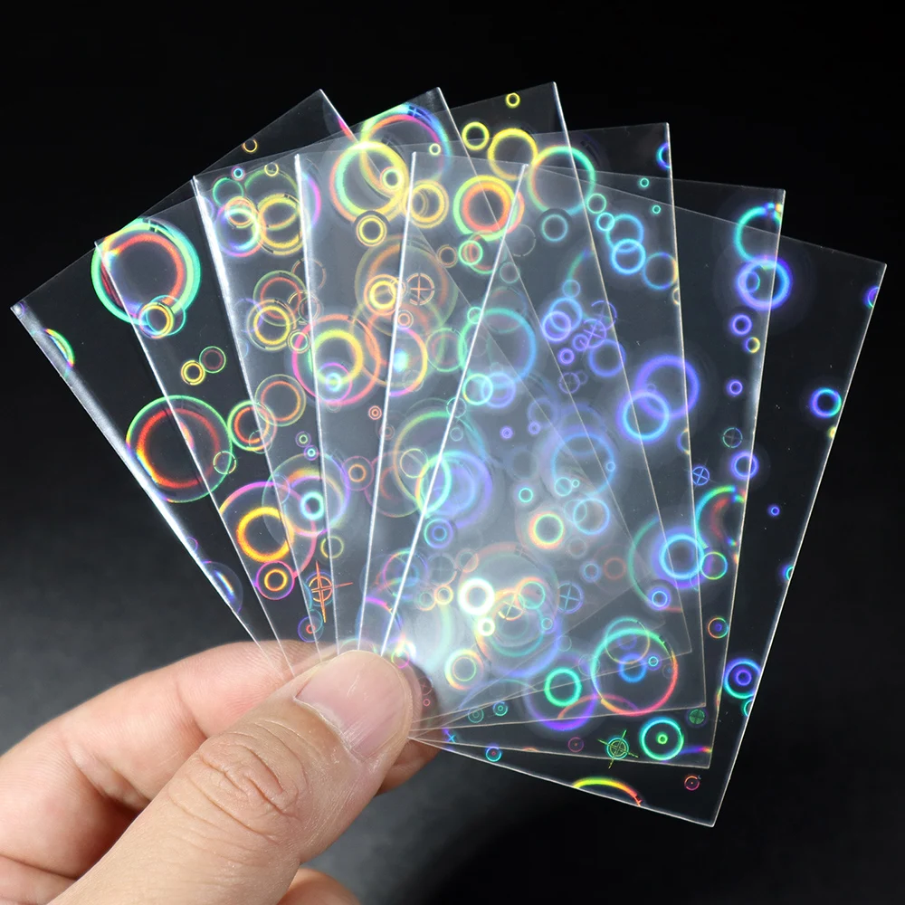 100Pcs Pretty Bubble Laser Flashing Card Sleeves Protect KPOP Idol Photo Cards Holographic YGO/MTG Board Game Tarot Shinny Cover 50pcs kpop card sleeves card holder heart bling photocard holder card films game cards protector toploader photo cards protect