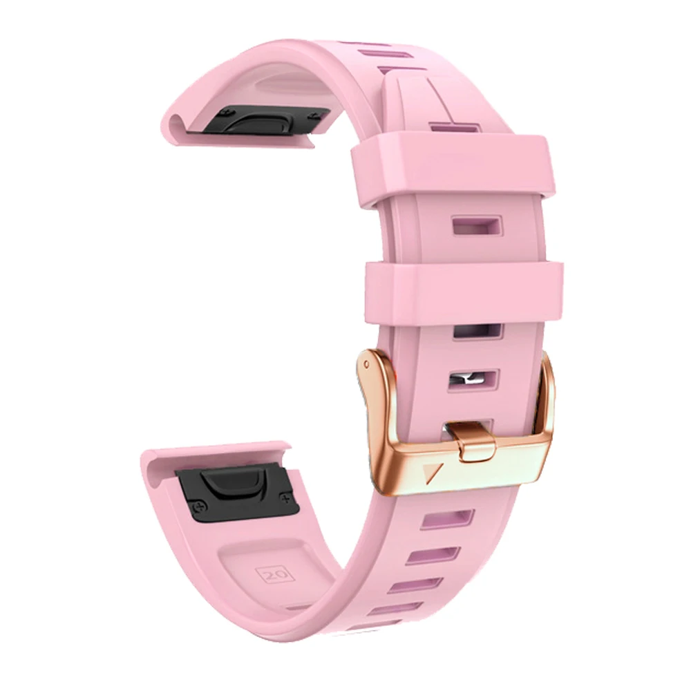 Elegant 20mm Silicone Watch Band with Rose Gold Buckle - Quickfit Wristband Strap