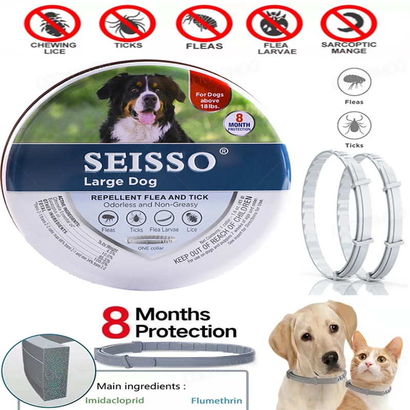 

2/3Pc Dog Anti Flea and Tick antiparasitic Collar Pet 8Month Protection Adjustable Collar for Large Dog Puppy Cat Dog Accessorie