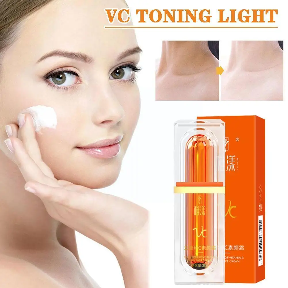 Five Vitamin C Tone-up Cream Whitening Brightening Natural Remover Smooth Cream Fine Lines Moisturizing Makeup Concealer Sp W7Q9 five fold vitamin c cream concealer isolation brightening natural whitening lazy cream 4 in 1 whitening cream 30ml