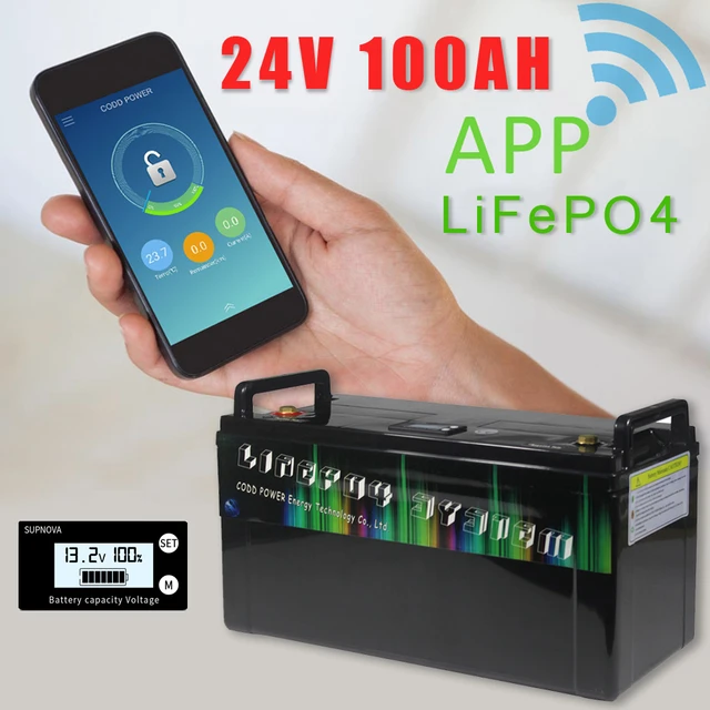 24v 100ah Lifepo4 Deep Cycle Battery Bluetooth Bms Lcd Ip68 Waterproof  Yacht Boat Rv Solar Energy 29.2v 10a Charger - Electric Bicycle Battery -  AliExpress