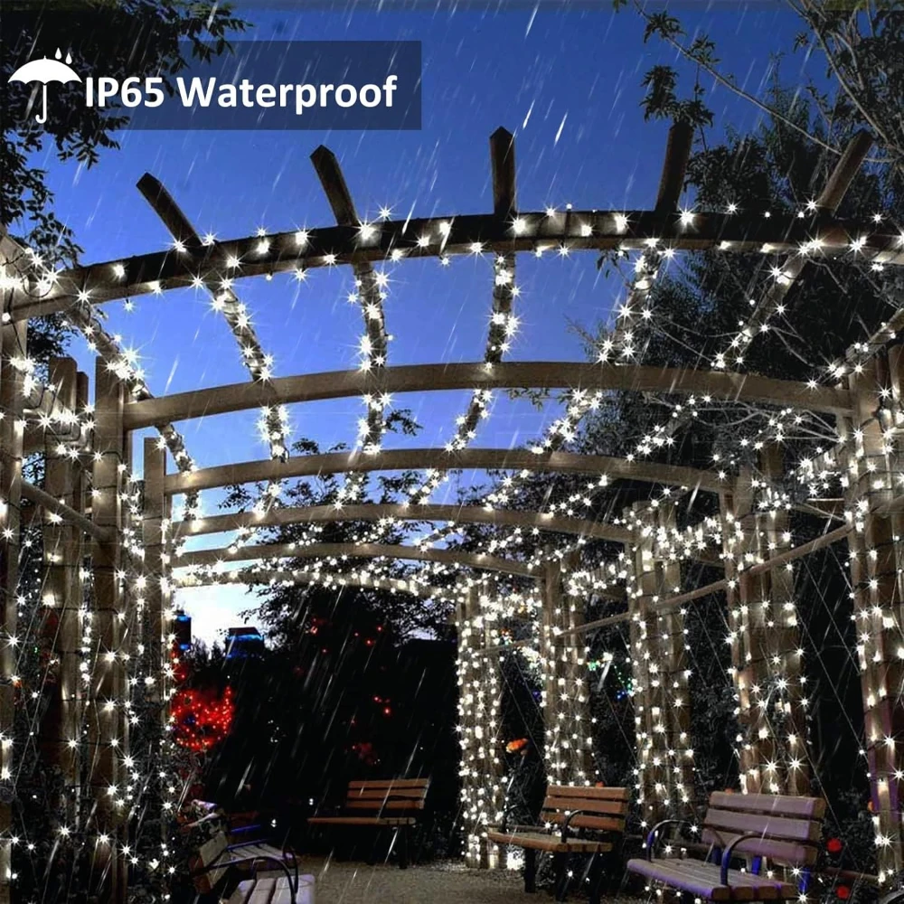 Solar Powered Outdoor LED Fairy Lights IP65 Waterproof 8 Lighting Modes Christmas Decoration Wedding Decoration
