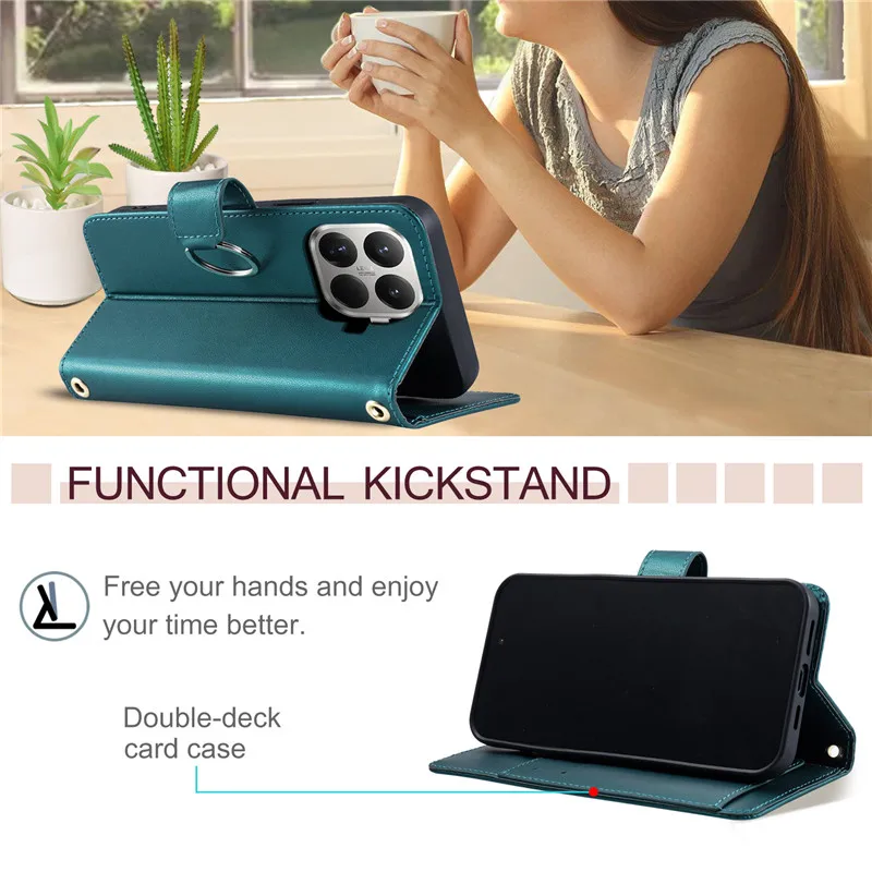 Elegant Leather Crossbody Phone Wallet Cover