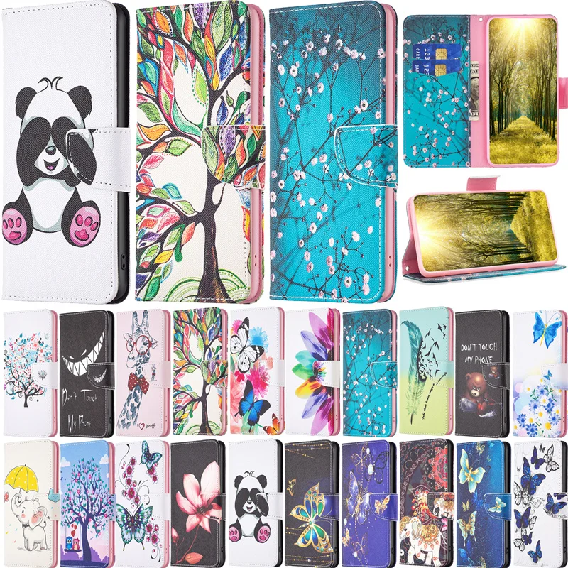 

For Xiaomi Redmi A1 10C 10A Note 11s Pro Case Card Slot Painted Case Mi Poco X4 M4 12 Pro Cover Shockproof Capa Flip Holster Bag