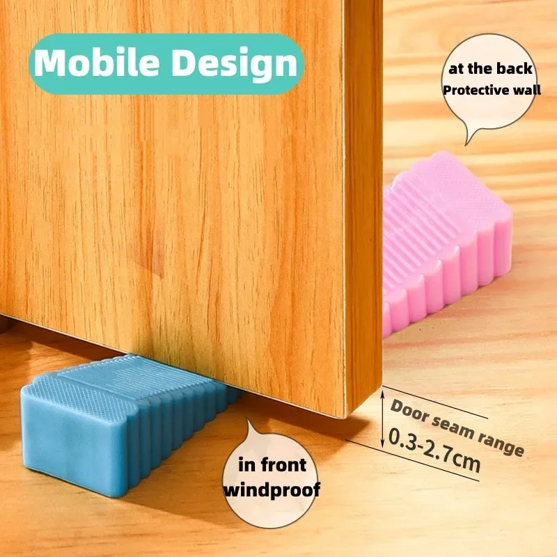 Safety Silicone Door Stop Stoppers Block Wedge Doorstop Door Stopper Home Office Rear Retainer Anti-collision Stop