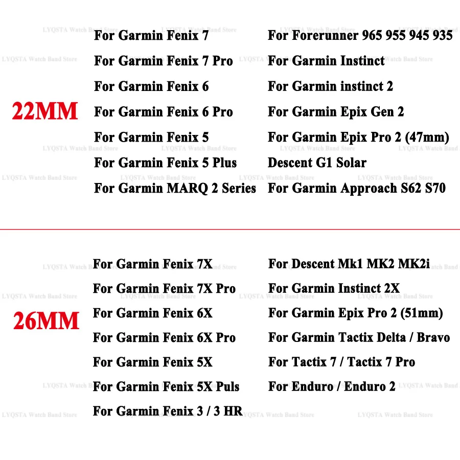 Silicone Replacement Wristband for Garmin and Fenix Watches