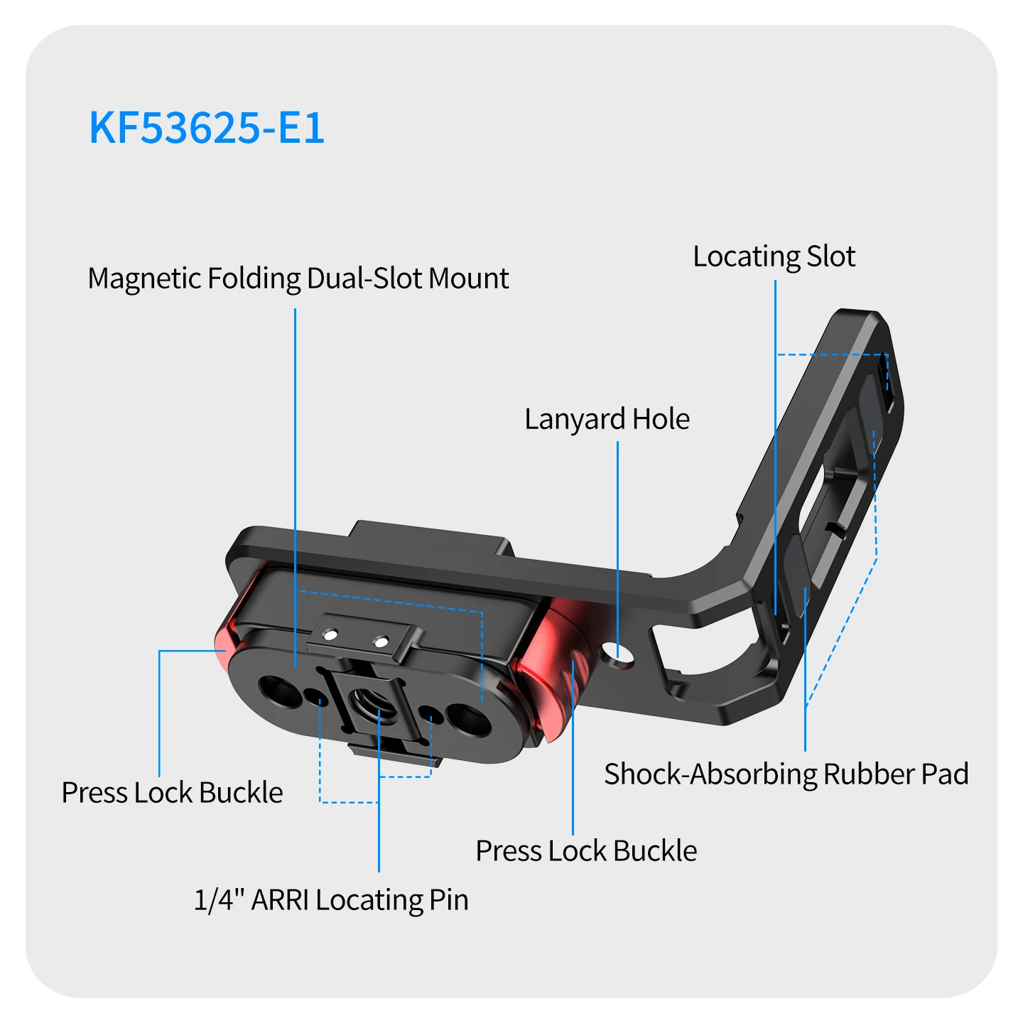 Horizontale vertikale Erweiterungshalterung L-Typ für GoPro Magnetstativadapter 1/4 ARRI Mount Motorrad Fahrrad Kamerazubehör – Detail 8