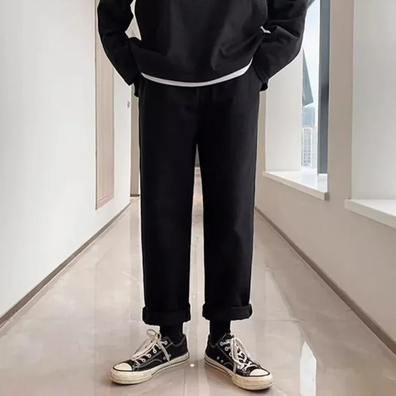 Men Comfortable Straight Casual Jeans Male Soft Baggy Outside Denim Pants Classic Elastic Waist Solid Office Work Denim Trousers 3