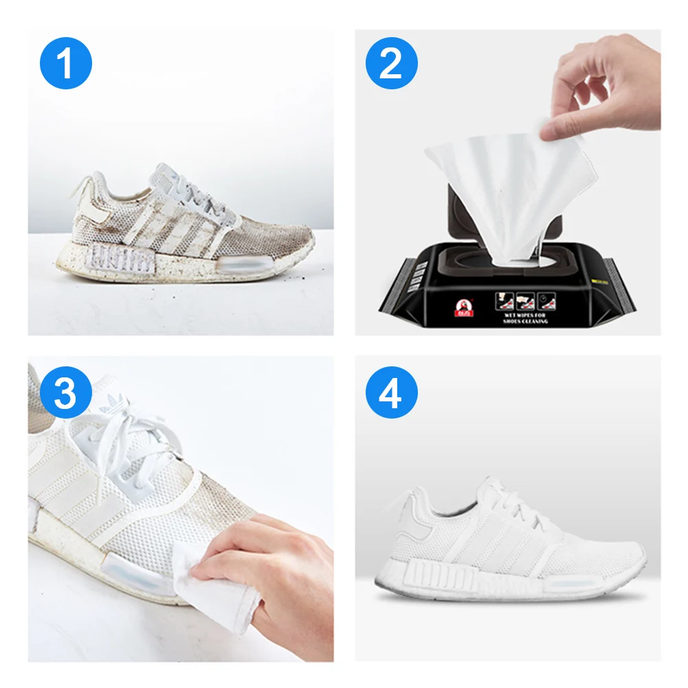 Wash Free  Wiping Shoes Wet wipes Disposable Effectively Dirt Remover Cloth Portable  Cleaner Cloth for Canvass Shoes Sneakers 3