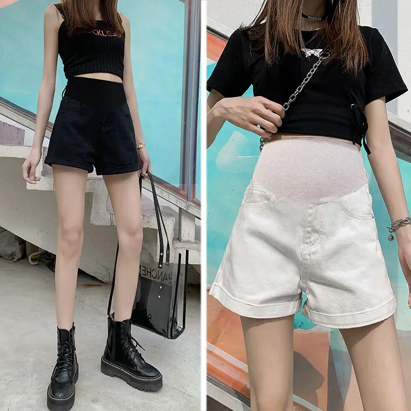 Jeans Factory Pregnant Women's Shorts Summer Wear Denim Shorts Summer Wear New Spring Loose Pants for Pregnant Clothes pregnant women s shorts summer wear cotton and linen denim pants summer wear thin loose cool pants for pregnant women clothes