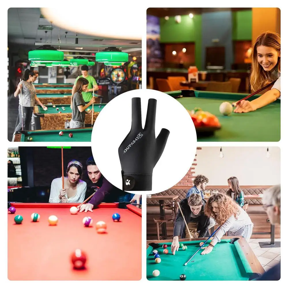 Description Picture 2 of itemOpen Finger Billiard Pool Gloves Adjustable Sticker Snookers 1pc Billiards Cue Gloves Smooth Soft Portable Training Accessories