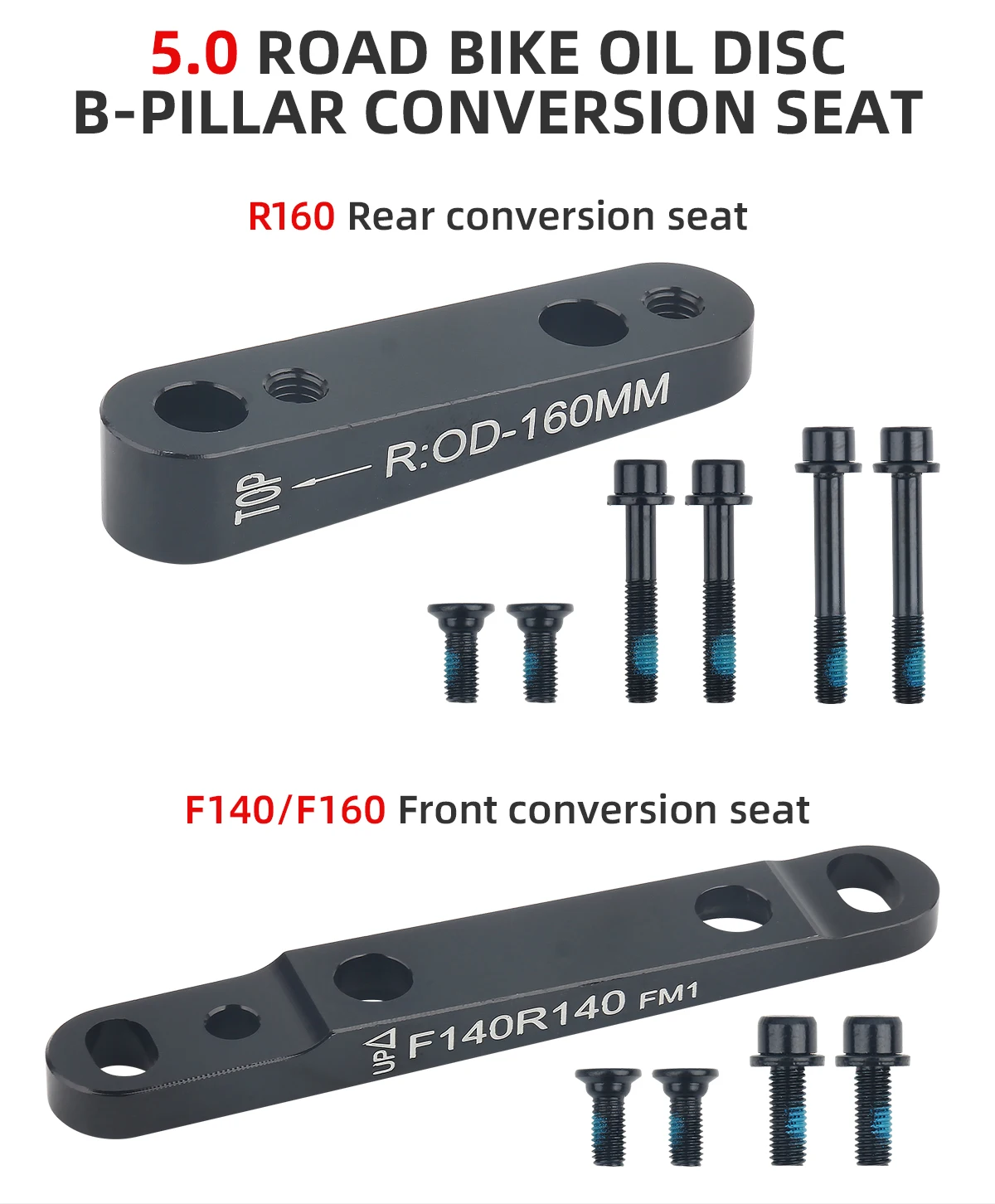 Rennrad-Scheibenbremsen-Adapter, flache Montage, PM-Adapter vorne, 140 160 mm, hinten 160 mm, Scheibenbremsscheiben-Adapter mit Schrauben, Fahrradteil – Detail 1