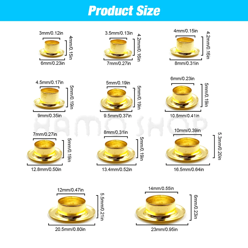 Eyelet Punch Tool Set Grommet Eyelet Kit Grommet Punch Tool Grommet Tool Kit Grommet Tool Screw Back Eyelets Eyelet Grommet Dies Metal Eyelet Buttons 3-14mm Eyelets Grommet Installation Press Mould Dies Metal Mold With Eyelets For Hand Press Machine Leathercraft Shoes Bag Belt