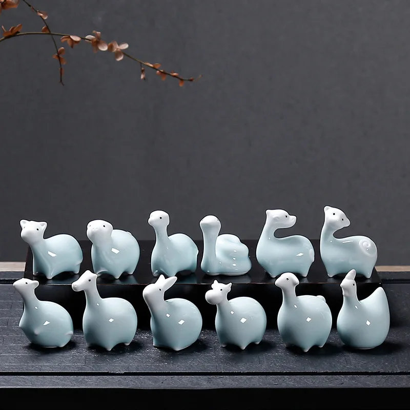 

Creative Home Decoration Ceramic Crafts Twelve Zodiac Zodiac Ceramic Ornaments Decorative Tea Tasting Pet Meat Tea Playing