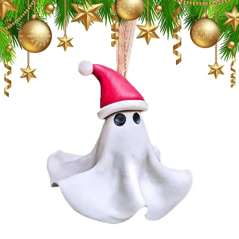 

Christmas Ghost Tree Ornament Resin Horror Window Pendant Festive Door Decorative Charm Seasonal Ghost Decorations Living Room