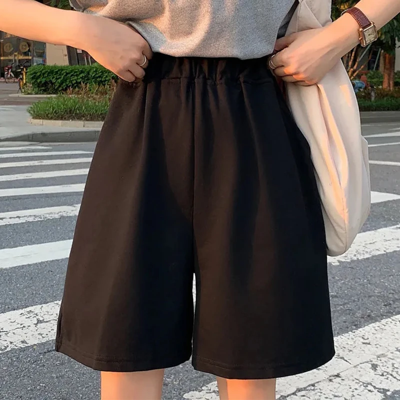 Summer Shorts Women Elastic High Waist Punk Streetwear Fitness Biker Shorts Korean Casual Loose Female Bottoms Cycling Shorts