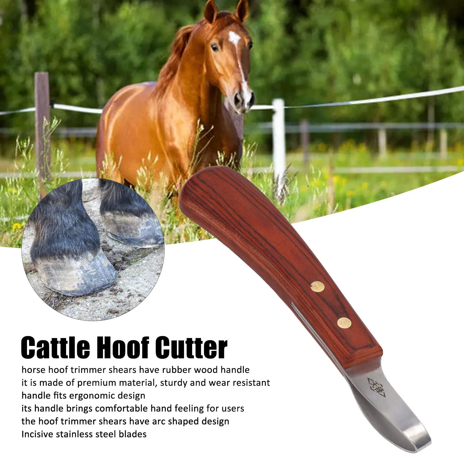 Hoof Trimmer Shears Stainless Steel Blade Rubber Wood Handle Multipurpose Cattle Horse Hoof Cutter Trimming Tool hoof trimming tool