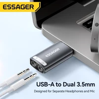 Essager External USB Sound Card To 3.5mm Mic Headphone Jack Stereo Headset Audio Microphone Adapter Speaker Interface For Laptop - Image 2