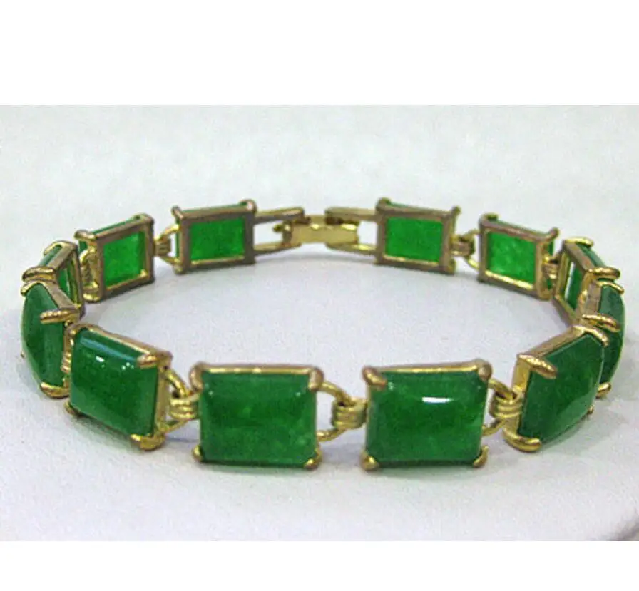 

Fashion jewelry jade beads link cuff bangle bracelet 7.5 inch