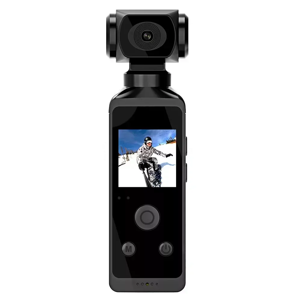Cámara de acción de bolsillo 4K Ultra HD 270 ° Mini cámara deportiva giratoria Vlog Wifi, funda impermeable, casco, grabadora de conductor de bicicleta de viaje