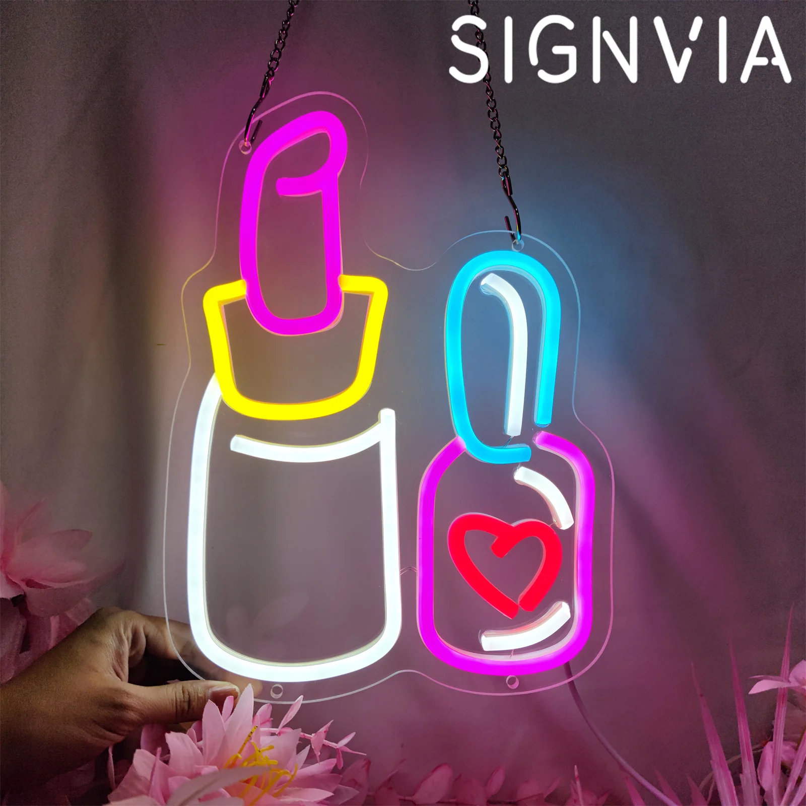 

Nails Neon Sign Manicure LED Logo Lights Nail Polish Light Up for Wall Decor Bedroom Beauty Room Girl Room Salon Decor Neon Lamp