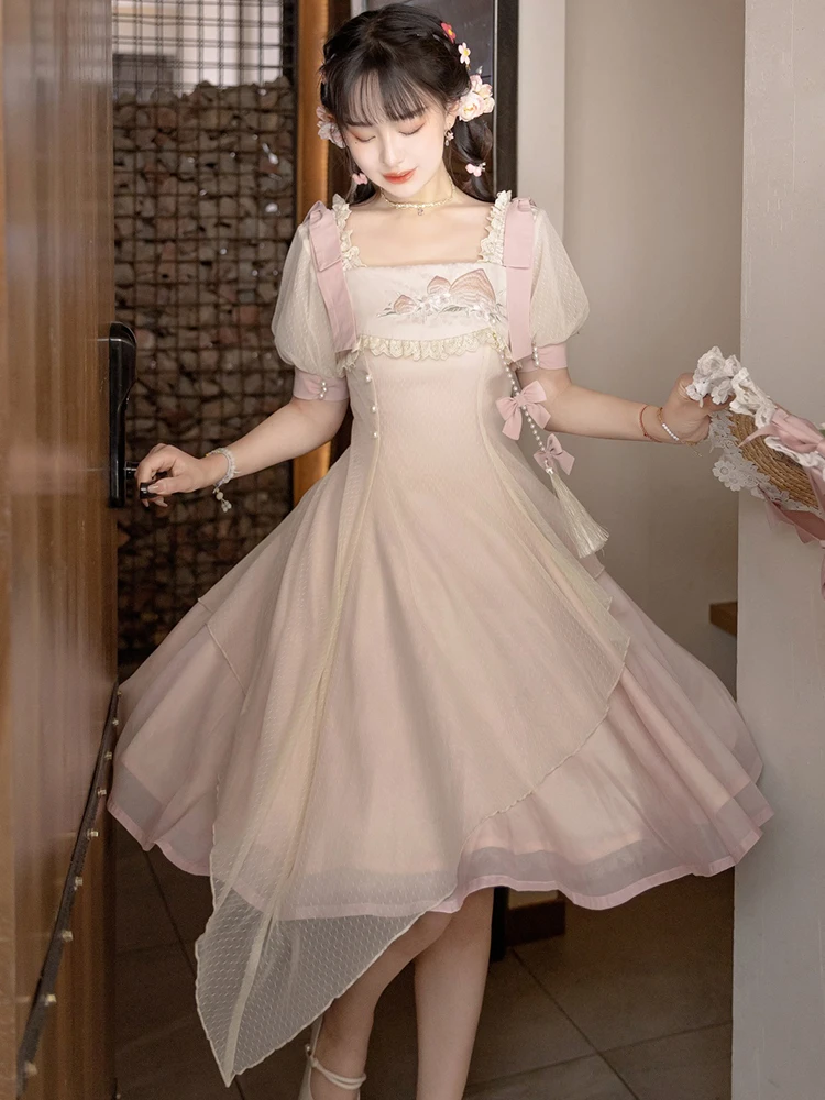 

Kawaii Lolita Op Lace Daily Sweet Girl Cute Elegant Gorgeous Flower Wedding OP Princess Lolita Dress Summer