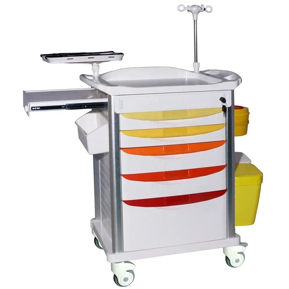 

Medical Instrument Supply Crash Carts With Wheels Hospital Trolley Emergency