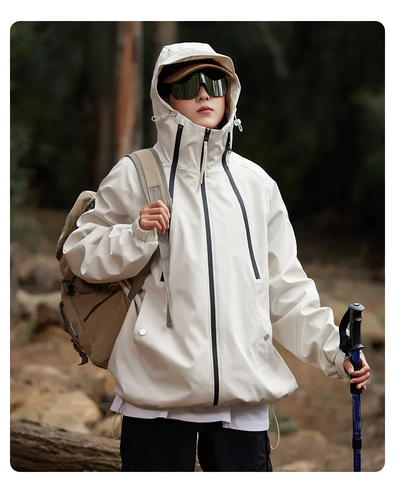 Autumn Winter Triple Defense Punching Jacket Outdoor Travel Sports Waterproof Windproof Jacket Breathable Patchwork Stripe