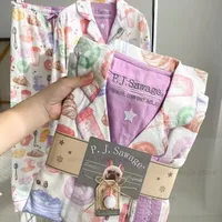 2026 Autumn New Home Clothes Lady Cotton Pajamas Suit Cute Cartoon Print Nightwear Luxury Shirt Pants Girlfriend Gift Loungewear - Image 2