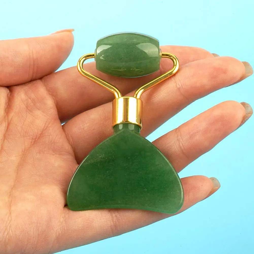 2 In 1 Raschietto Per Il Sollevamento Della Pelle Del Viso Antirughe Giada Naturale Viso Rullo Per Massaggio Gua Sha Ridurre Il Gonfiore Stringere Lo 