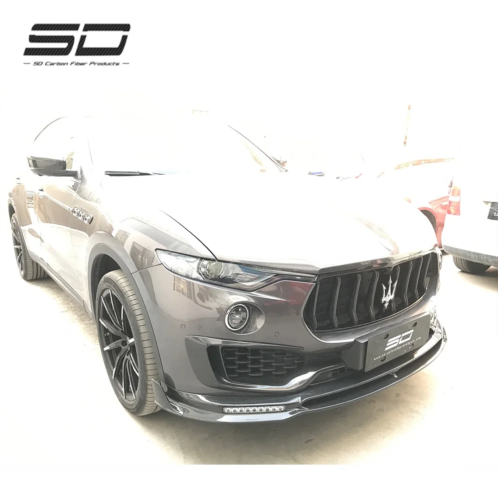 High Quality Car Accessories M Style Carbon Fiber Body Kit Front Car Bumper Lip Spoiler For Maserati Levante