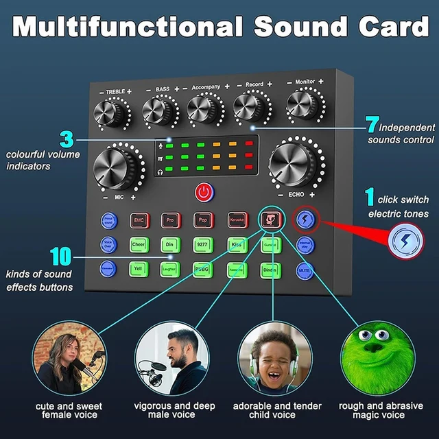 V8S Live Sound Card Podcast Equipment Live Broadcast DJ Device with BM800 Microphone Set For Music/Recording Live Streaming 2
