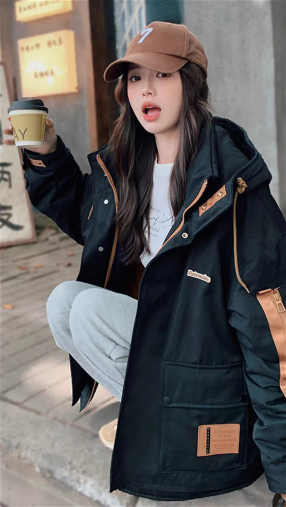 Workwear Hooded Down Pie Overcoming Women's Winter New Korean Edition Explosive Street Design Sensational Hot Coat