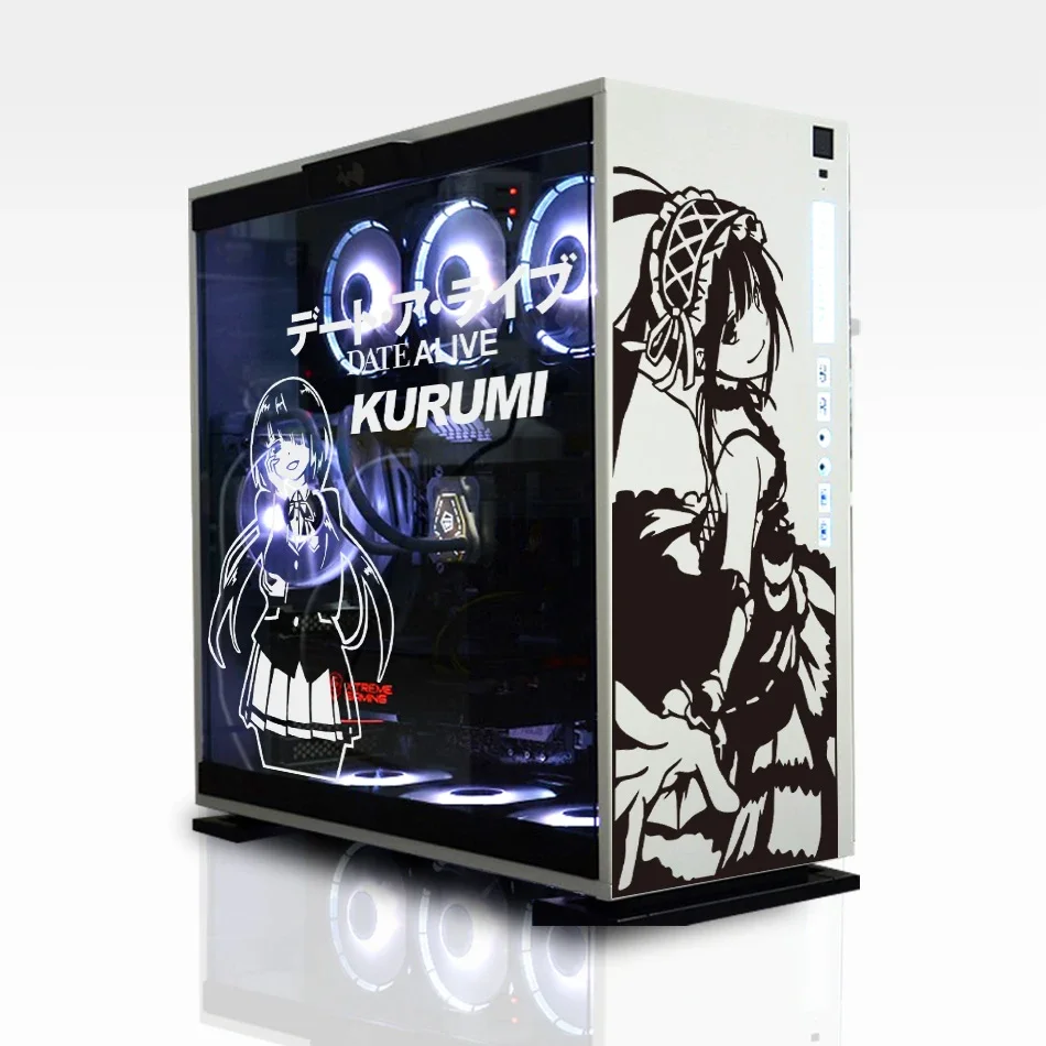 Data um ao vivo tokizaki kurume caso pc adesivos dos desenhos animados computador decorar decalque à prova dhollow água oco para fora removível médio host adesivo