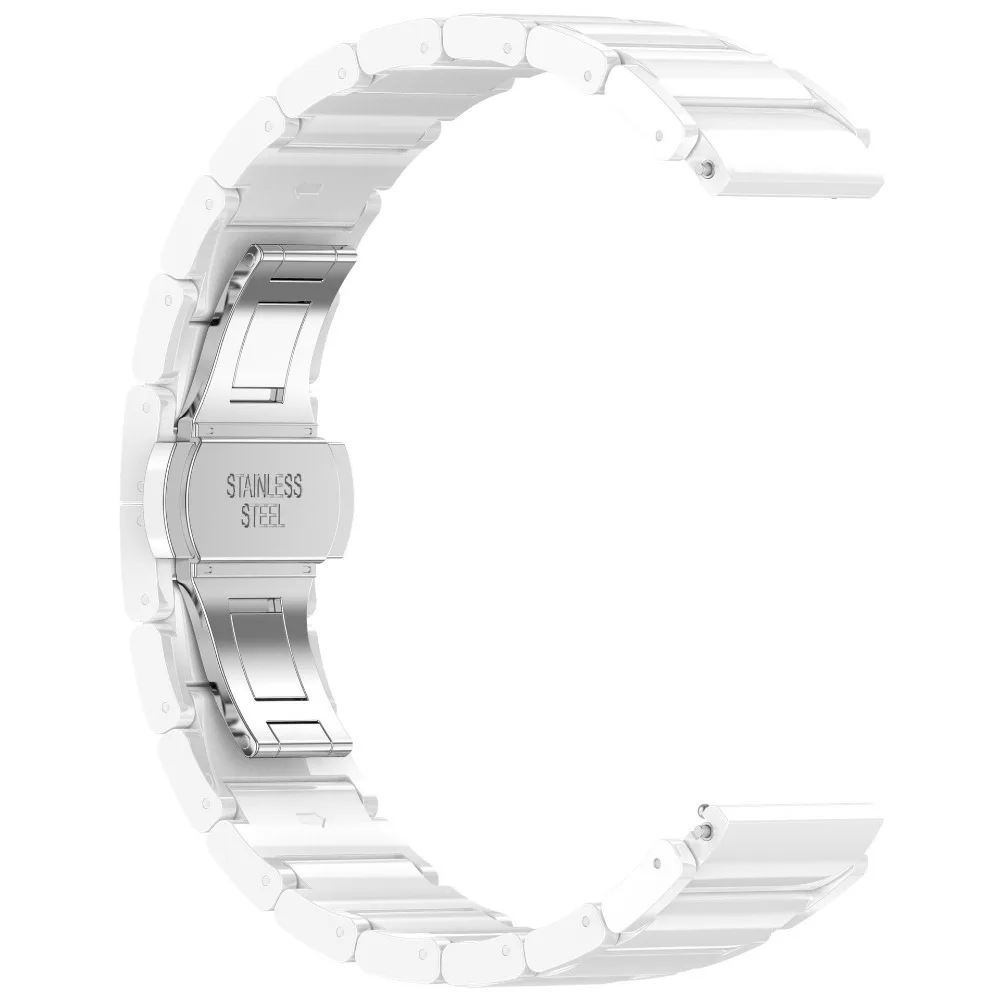 Elegant 18mm Ceramic Watch Strap with Durable Metal Butterfly Buckle