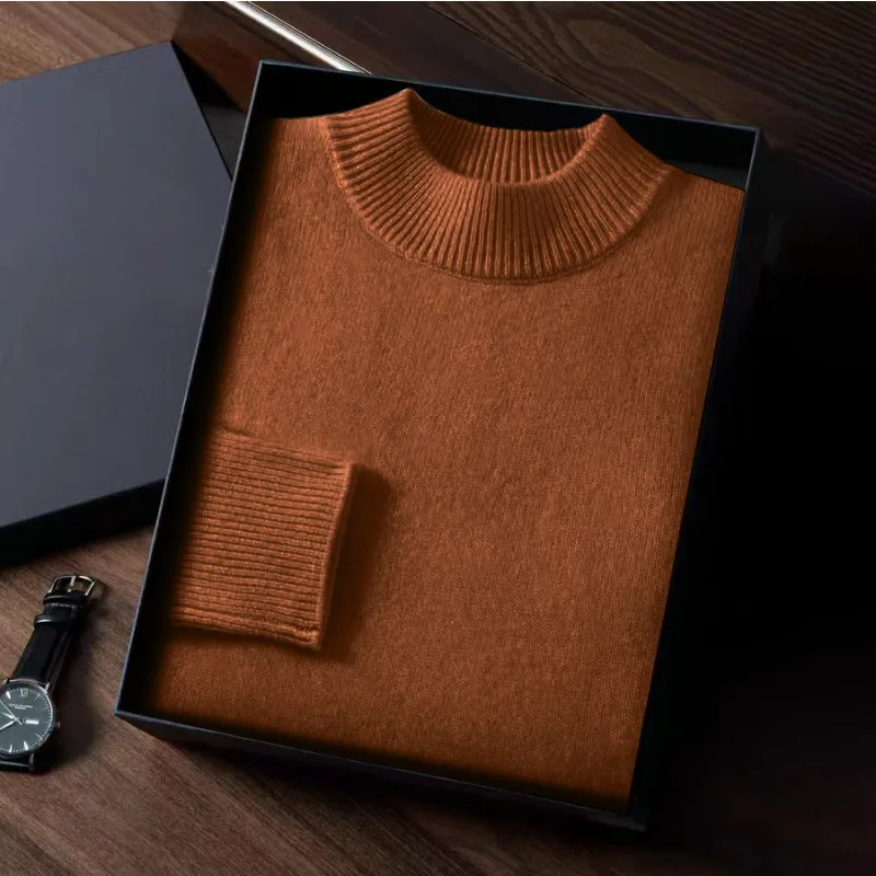 Animal Game Autumn Mens Cold Blouse Basic Solid Pullover Sweaters Mock Neck Woolen Knitwear Oversized Outdoor Warm Work Sweater