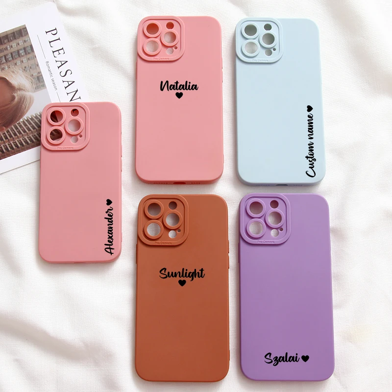 

Personalised Custom Name Phone Case for iPhone 14 13 12 11 Pro Max X XS XR 7 8 Plus Minimalist Style Full Lens Protection Cover