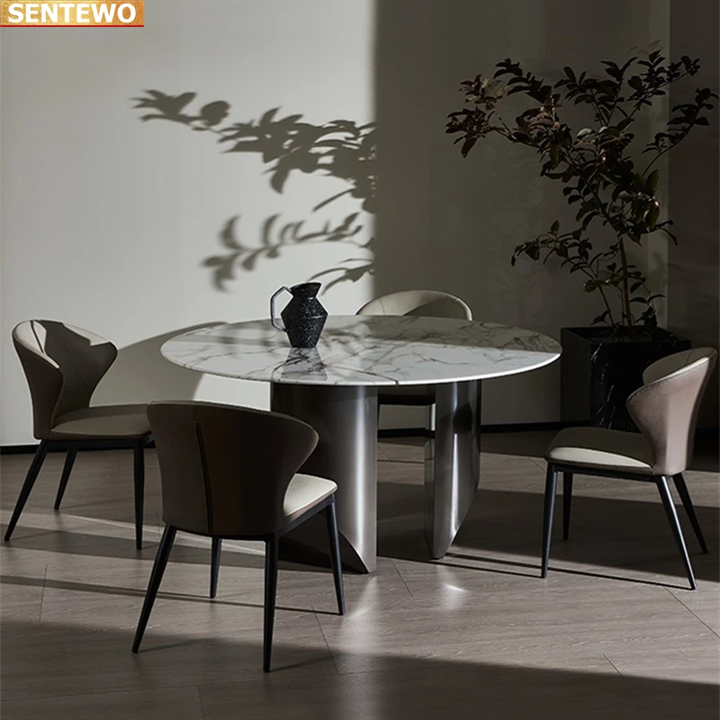 Designer-Luxury-round-kitchen-Marble-Rock-Slab-dining-table-set-4-6-8 ...