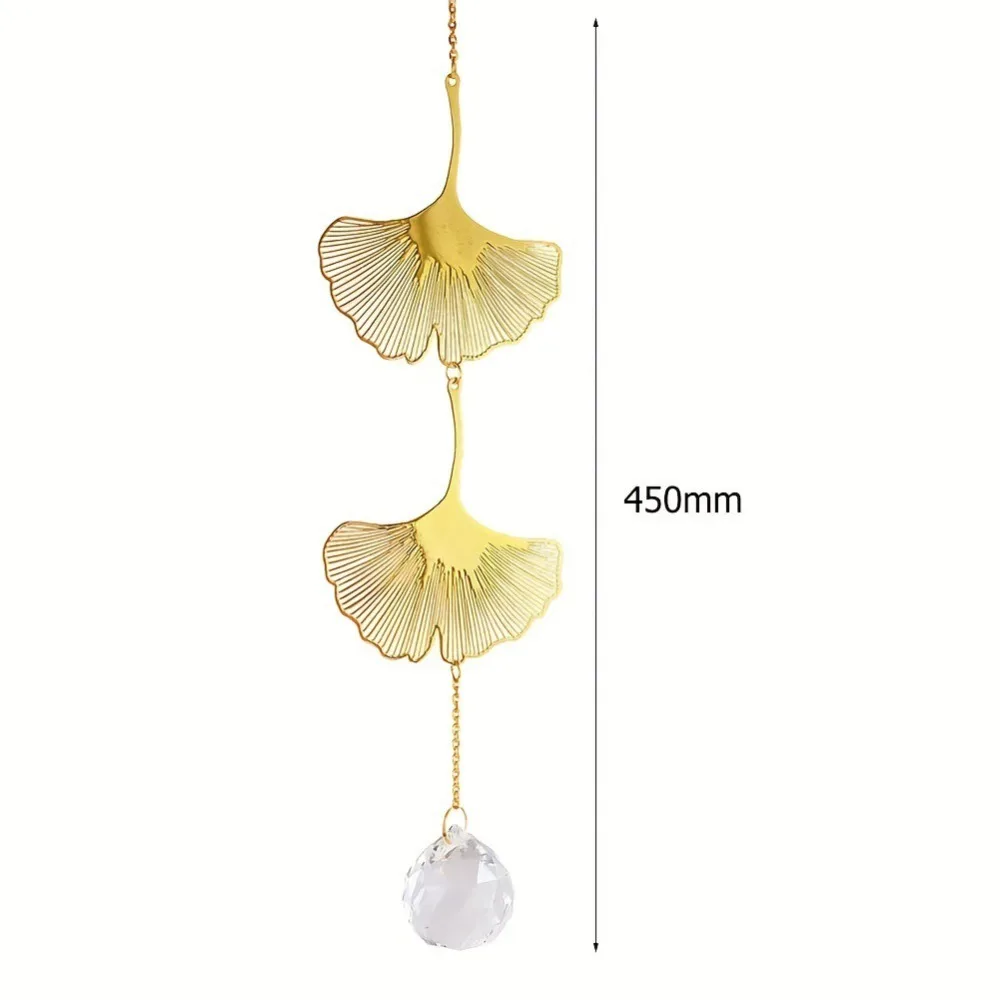 New Hanging Decoration Sun Catcher Lotus & Ginkgo Leaf Window Art Crystal Suncatcher Gift Crystal Prism Garden 6