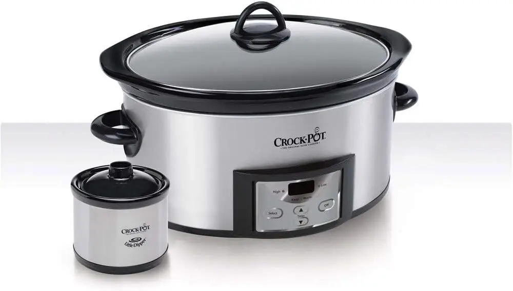 t6-Quart Countdown Programmable Oval Slow Cooker with Dipper, Stainless Steel, SCCPVC605-S