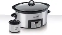 t6-Quart Countdown Programmable Oval Slow Cooker with Dipper, Stainless Steel, SCCPVC605-S 1