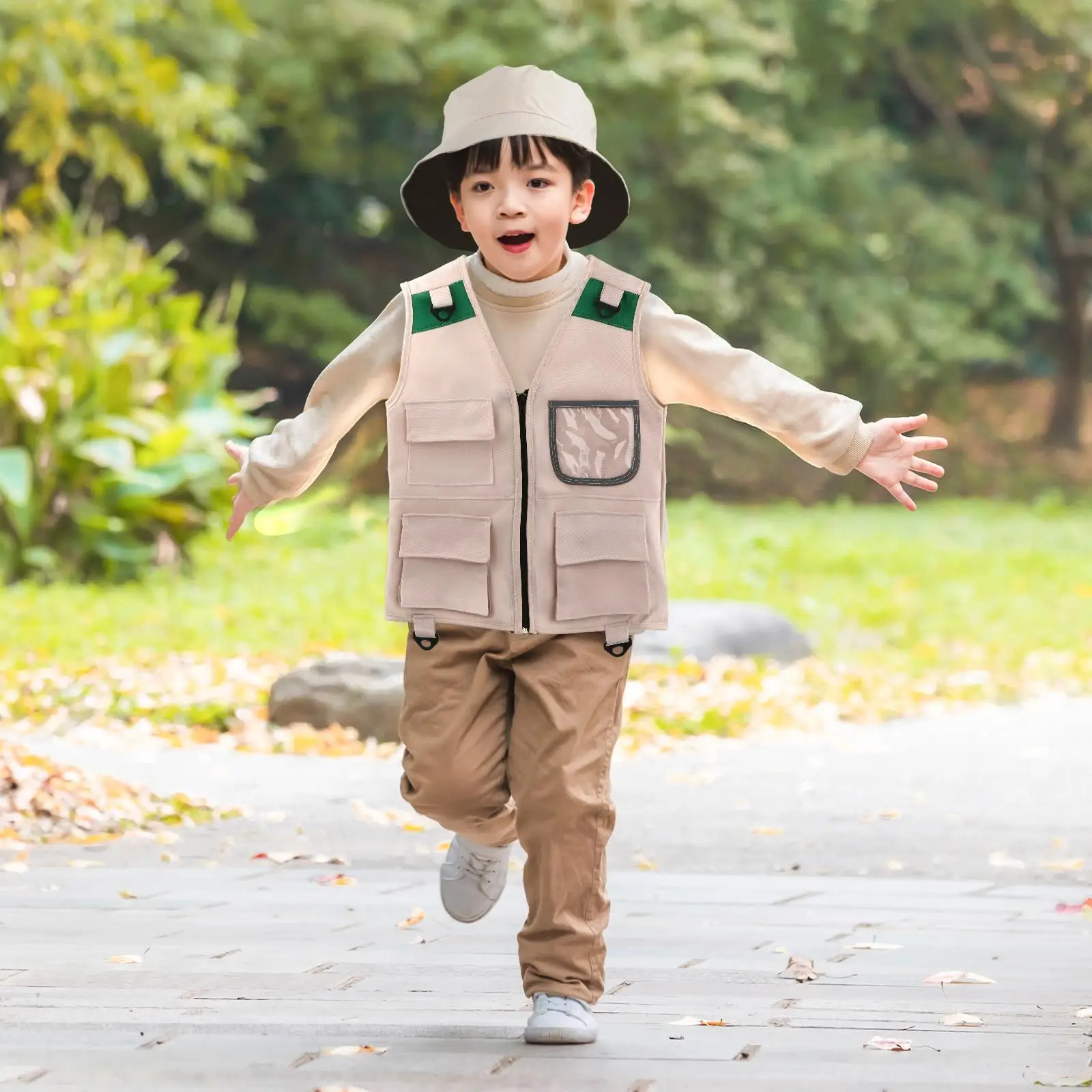 Kids Explorer Costume Cargo Vest and Hat for Toddlers Park Ranger Zoo Keeper kids explorer costume