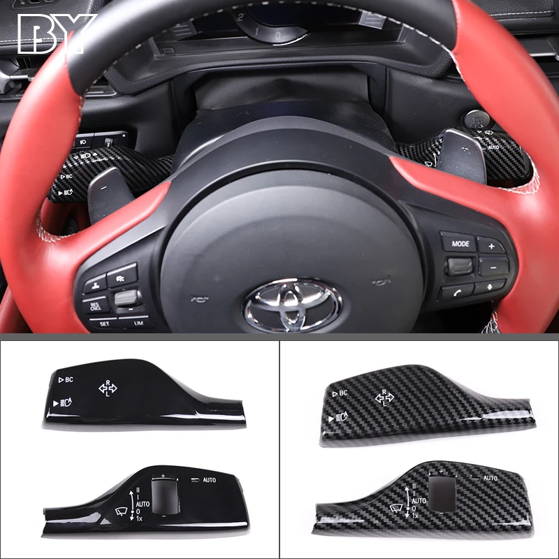 

ABS Carbon Fiber Interior Car Turn Signal Wiper Rod Decorative Shell Sticker For Toyota GR Supra A90 2019-2022 Auto Accessories
