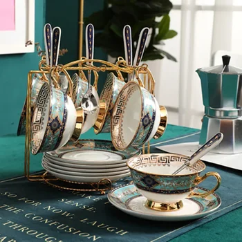 Classic Green Bone China Coffee Cup & Saucer Set – Luxury Porcelain Tea Set, Elegant Ceramic Drinkware 1