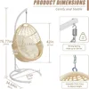 Hanging Egg Chair with Stand, 330lbs Capacity Patio Wicker Egg Swing Chair with UV Resistant Cushion for Bedroom Garden 2