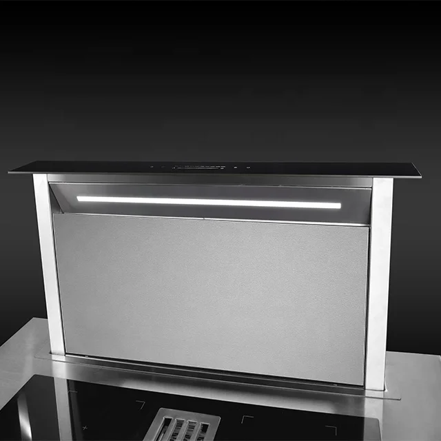 Electric Powered Slide-Out Range Hood With Glass And Stainless Steel For Household And Hotel Use Downdraft Range Hood 1