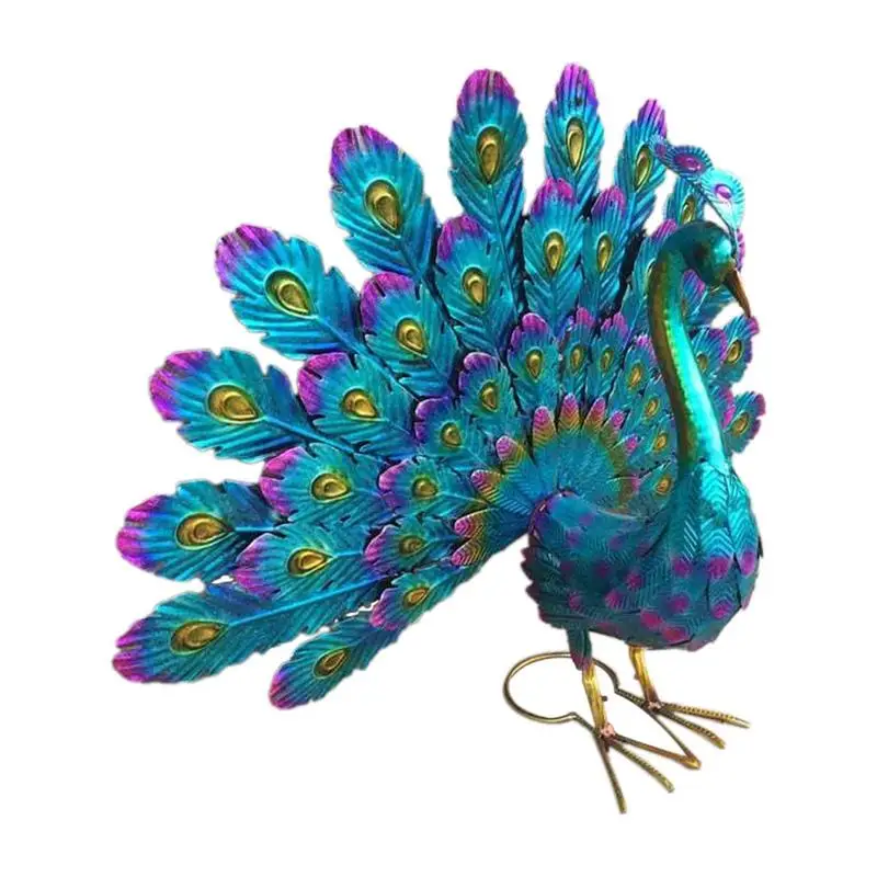 

Peacocks Yard Ornament Peacocks Craft Bright Animal Statue Anti Oxidation Garden Decoration Wear Resistant Peacocks Ornament