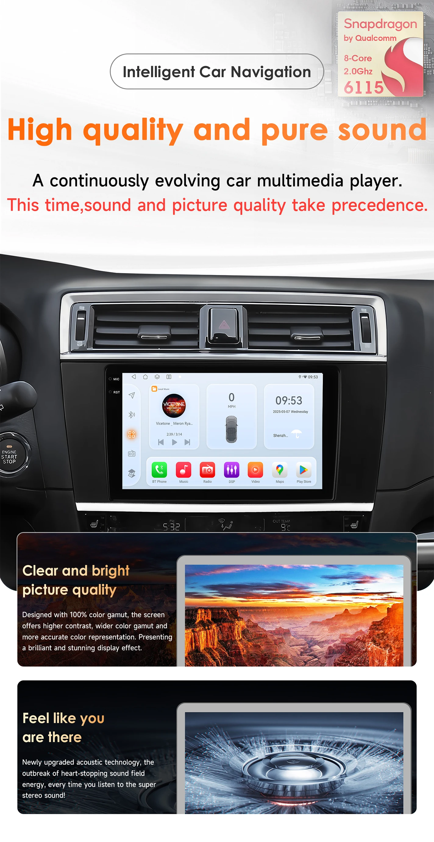 Mit Snapdragon 6115 Android 14 Auto-Multimedia-Radio für Subaru Legacy Outback 2015-2018 CarPlay Android Auto 4G GPS DSP 360-Grad-Kamera – Detail 2