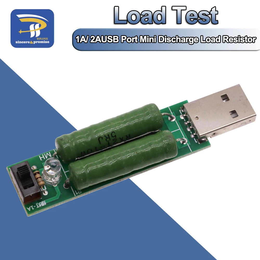 USB Port Mini Entladung Last Widerstand Digital Strom Spannung Meter Tester 2A 1A Mit Schalter 1A Grüne Led 2A rote Led
